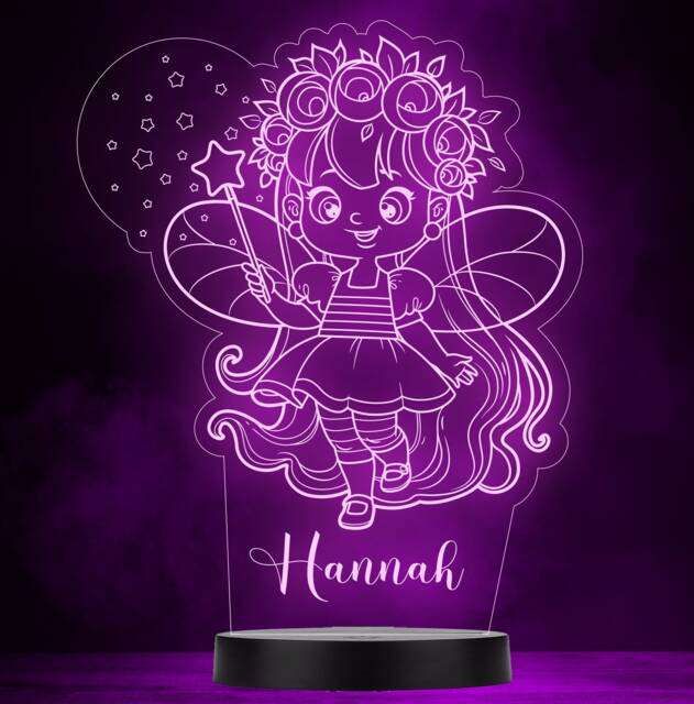 Fairy Girl With A Magic Wand Personalised Gift Colour Change Lamp Night Light - image 1