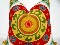 Suzani Medallion Pillow Cover Vibrant Floral Bohemian Decor, 20x20 - thumbnail 1