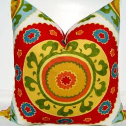 Suzani Medallion Pillow Cover Vibrant Floral Bohemian Decor, 20x20 - thumbnail 3