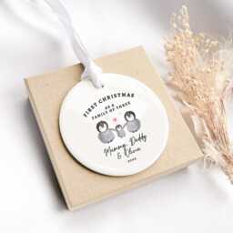 First Christmas As A Family Of Three Bauble - Personalised Ornament Family Tree Decoration - thumbnail 3