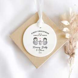 First Christmas As A Family Of Three Bauble - Personalised Ornament Family Tree Decoration - thumbnail 2