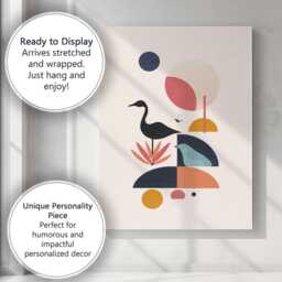 Scandinavian Heron Bird Geometric Nature Abstract Canvas Wall Art Print Decor Picture Ready To Hang - thumbnail 3