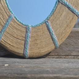 25 X 17 cm Wall Mirror, Decorative Mirror, Natural Hemp Handmade Bohemian Wall Decot, Boho Hippie Home Gifts - thumbnail 2