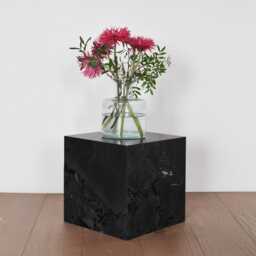 Handcrafted Black Quartzite Cube - Modern Minimalist Sculpture, Stone Decor - thumbnail 2