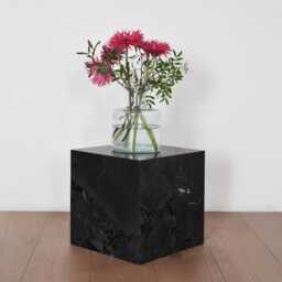 Handcrafted Black Quartzite Cube - Modern Minimalist Sculpture, Stone Decor - thumbnail 4