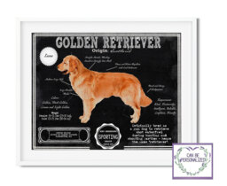 Golden Retriever Antique Architecture Patent Drawing Print/Wall Art Retriever Gift/ Akc Breed Info/Home Decor/ - thumbnail 1