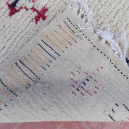 Hand-Knotted Wool Azilal Rug, Ivory Berber Carpet - 7.11Ft X 4.59Ft - thumbnail 2
