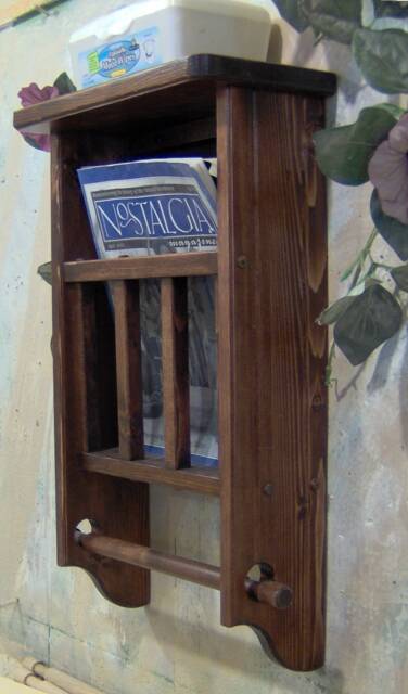 Handmade Pine Magazine Rack With Toilet Paper Holder & A Top Shelf - Choose Your Stain