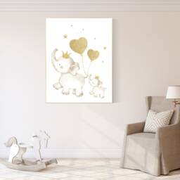 Elephant Family Nursery Print Gold Baby Room Wall Art - thumbnail 2
