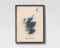 Clan Heather Isle Scottish Tartan Map - Of Scotland Family Wall Decor, Ready To Hang - thumbnail 1
