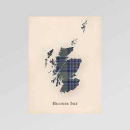 Clan Heather Isle Scottish Tartan Map - Of Scotland Family Wall Decor, Ready To Hang - thumbnail 2