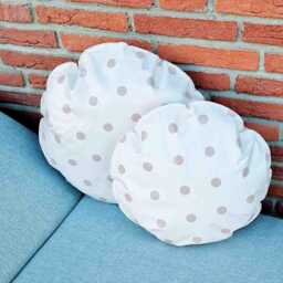 Outdoor Cushion Made Of Oilcloth in Light With Beige Dots - thumbnail 4