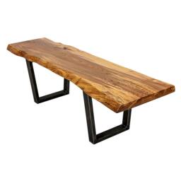 "Live Edge Elm Bench On Steel Legs " - thumbnail 4