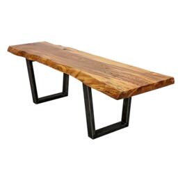 "Live Edge Elm Bench On Steel Legs " - thumbnail 2