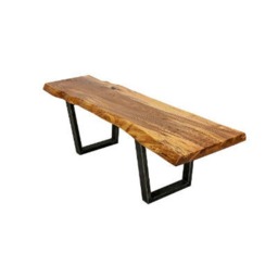 "Live Edge Elm Bench On Steel Legs " - thumbnail 1