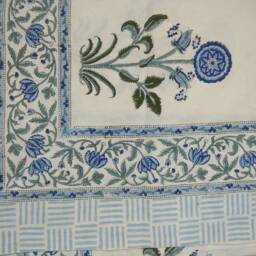 New Indian Flat Block Printed Bed-Sheet Hand With Vegetable Dyes & Natural Colors Made in Jaipur - thumbnail 2