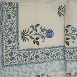 New Indian Flat Block Printed Bed-Sheet Hand With Vegetable Dyes & Natural Colors Made in Jaipur - thumbnail 4