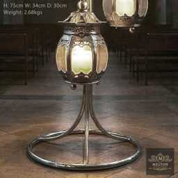 Stunning Antique Silver Candle Holder, 3 Lanterns On An Elegant Metal Stand - thumbnail 3