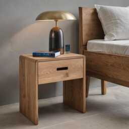 Solid Wood Bedside Table in Oak & Walnut, Modern With Wooden Or Metal Legs, Individually Customizable, Made-To-Measure Nightstand - thumbnail 3