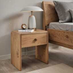 Solid Wood Bedside Table in Oak & Walnut, Modern With Wooden Or Metal Legs, Individually Customizable, Made-To-Measure Nightstand