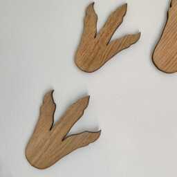Oak Veneered Wooden Dinosaur Footprint Wall Sign , Nursery Art, Jurassic Dino Tracks, Kids Room Decor - thumbnail 4