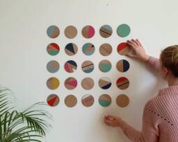 Geometric Wall Art Laser Cut Plywood Wooden Decor Scandi Boho Wallart Circles Multi-Coloured Hand Painted Modern Decorative Big Statement UK - thumbnail 1