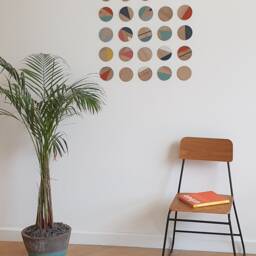 Geometric Wall Art Laser Cut Plywood Wooden Decor Scandi Boho Wallart Circles Multi-Coloured Hand Painted Modern Decorative Big Statement UK - thumbnail 2