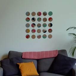 Geometric Wall Art Laser Cut Plywood Wooden Decor Scandi Boho Wallart Circles Multi-Coloured Hand Painted Modern Decorative Big Statement UK - thumbnail 3