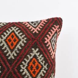 Handmade Turkish Kilim Pillow Cover Bohemian Cushion - 16x16 - thumbnail 3
