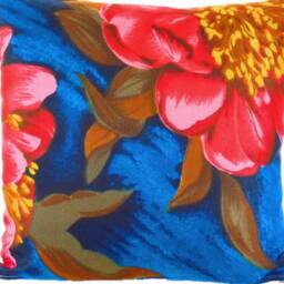 Mod Style Pillow Case Blue Cherry Blossom, Red Flowers, Mid-Century, Retro Cushion Cover, 50S 60S Vintage Fabric, Bohemian-Eclectic Interior - thumbnail 2