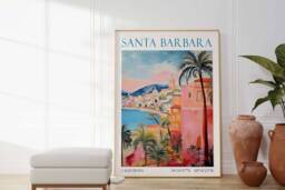 Santa Barbara Travel Poster, Print, California Print - thumbnail 1