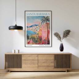 Santa Barbara Travel Poster, Print, California Print - thumbnail 3