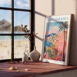Santa Barbara Travel Poster, Print, California Print - thumbnail 2