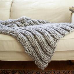 "Chunky Blanket // Rib Stitch Knit Beginner's Pattern Pattern Simply Maggie 53"" By 37" - thumbnail 3