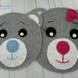 Crochet Bear Rug With A Patch For Child Personalized Teddy Carpet Animal Kids Decor Boy Woodland Nursery Baby Shower Gift - thumbnail 3