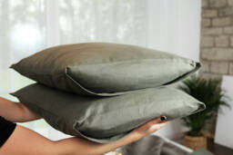 Set Of Two Linen Pillowcases With Inside Pocket in Handmade Softened Flax Fabric, Euro Sham, Pillowslip, Envelope Pillowcase - thumbnail 1