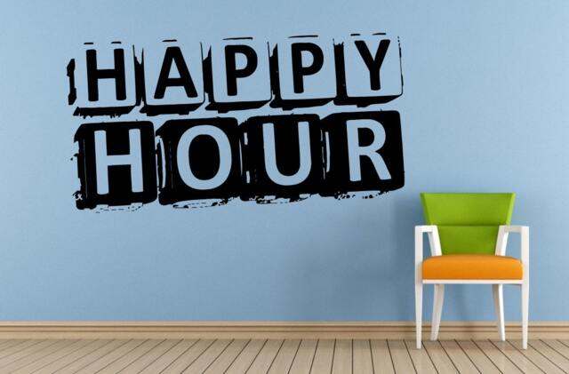 Happy Hour Cocktails Drinks Specials Stamp Sign Logo Store Shop Salon Window Wall Decal Vinyl Sticker Mural Room Decor L1717 - image 1
