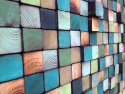 Reclaimed Pine Wood Wall Art - Green Turquoise Mosaic - thumbnail 1