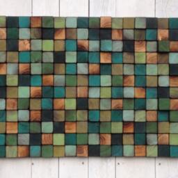 Reclaimed Pine Wood Wall Art - Green Turquoise Mosaic - thumbnail 3