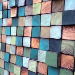 Reclaimed Pine Wood Wall Art - Green Turquoise Mosaic - thumbnail 4