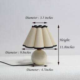 Handmade Khaki Fabric Table Lamp Ceramic Base Mini Desk Lamp - thumbnail 2