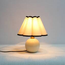 Handmade Khaki Fabric Table Lamp Ceramic Base Mini Desk Lamp - thumbnail 4