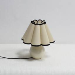 Handmade Khaki Fabric Table Lamp Ceramic Base Mini Desk Lamp - thumbnail 3
