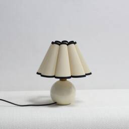 Handmade Khaki Fabric Table Lamp Ceramic Base Mini Desk Lamp
