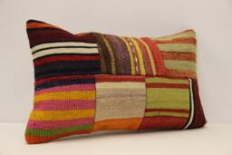 Lumbar Pillow, Patchwork Sofa Pillow, 12x20 in 30x50 cm, Vintage Turkish Kilim Pillow, Home Cushion Cover Boho Pillow Koef-886 - thumbnail 1