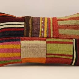 Lumbar Pillow, Patchwork Sofa Pillow, 12x20 in 30x50 cm, Vintage Turkish Kilim Pillow, Home Cushion Cover Boho Pillow Koef-886 - thumbnail 2