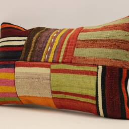 Lumbar Pillow, Patchwork Sofa Pillow, 12x20 in 30x50 cm, Vintage Turkish Kilim Pillow, Home Cushion Cover Boho Pillow Koef-886 - thumbnail 3