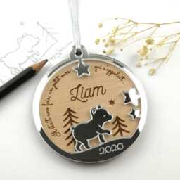Personalized Wooden Teddy Bear Christmas Bauble - Baby's First - Personalized Ornament, Decoration - thumbnail 3