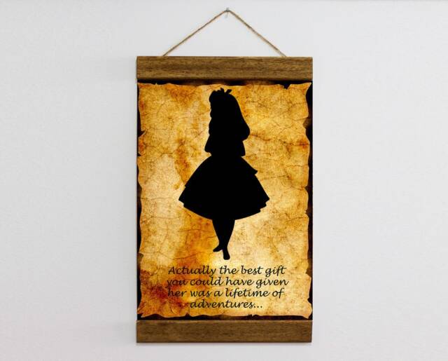 Alice in Wonderland Quote Wood Framed Canvas Print, Kids Nursery Wall Art Decor, Lewis Carroll Inspirational - image 1