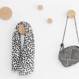 Modern Small Wood Round Mirror With Decorative Entryway Coat Hook - thumbnail 4